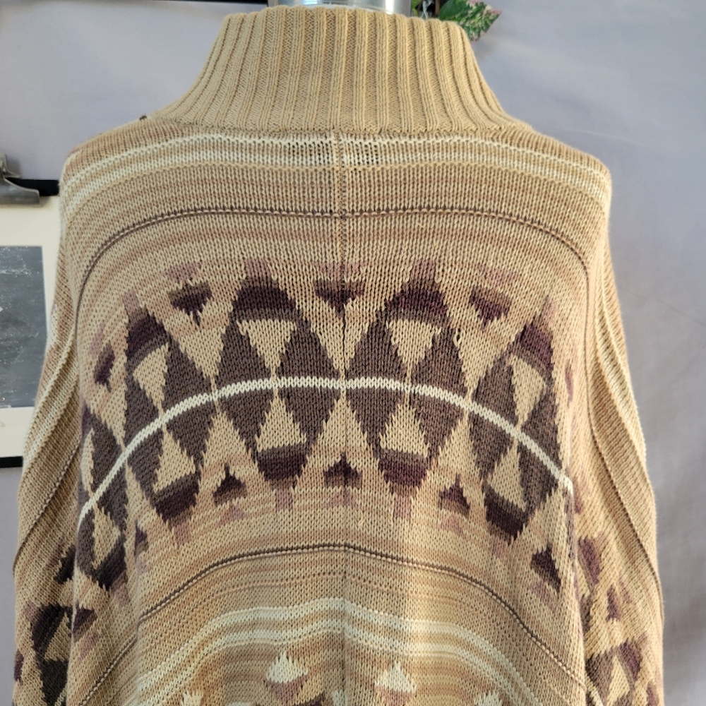 LRL Ralph Lauren Jeans Co. Aztec Southwest Cotton Linen Sweater Poncho S M - Picture 5 of 16